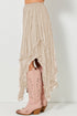 Bohemian Floral Lace Cascading Ruffle Tiered Asymmetrical Maxi Skirt